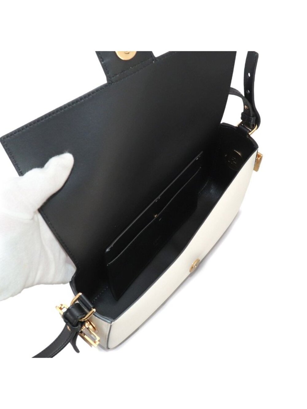 Fendi Bucket Twist 2-Way Bag Leather White Black - Picture 6 of 9